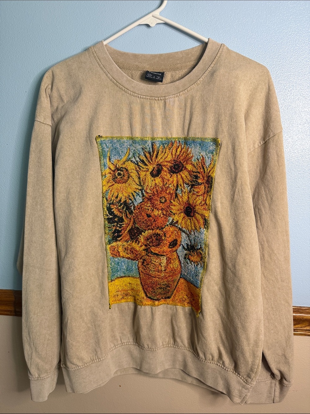 Freshly Painted Van Gogh Sunflowers Tapestry Patch Crewneck Sweatshirt Large